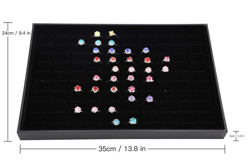 Stratalife Ring Organizer for Jewelry Stackable Ring Storage Display Tray Jewelry Holder Showcase for Multiple Rings Drawer Inserts Black(100 Slot) - Image 5